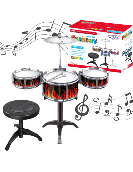 WOOPIE Educational Percussion for Children 3 Drums 1 Cymbal + Stool