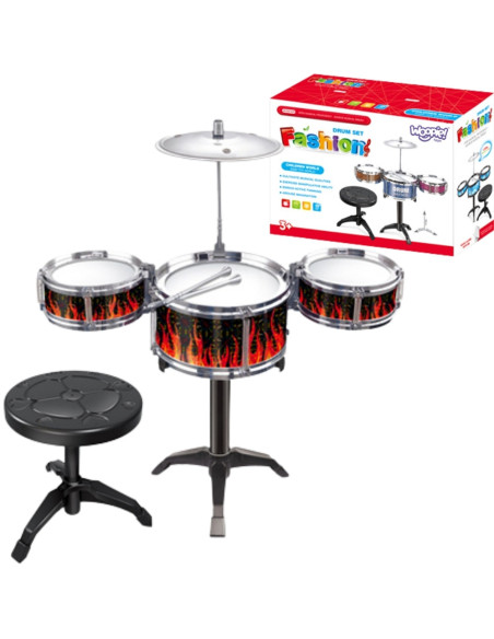 WOOPIE Educational Percussion for Children 3 Drums 1 Cymbal + Stool