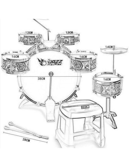 WOOPIE Educational Percussion for Children 6 Drums 2 Cymbals + Stool