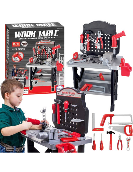 WOOPIE Large Workshop with Tools for Children DIY Set Drill Saw Hammer 50 pcs.