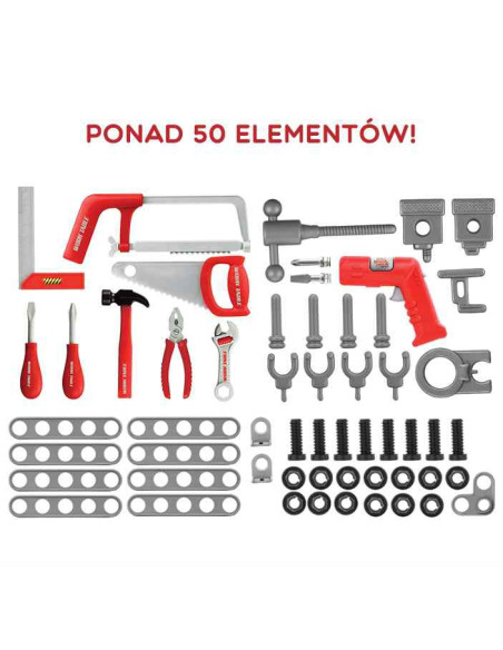 WOOPIE Large Workshop with Tools for Children DIY Set Drill Saw Hammer 50 pcs.