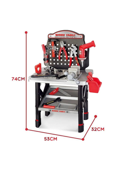 WOOPIE Large Workshop with Tools for Children DIY Set Drill Saw Hammer 50 pcs.