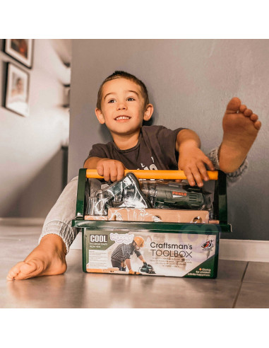 WOOPIE didelė kuprinė su įrankiais vaikams „pasidaryk pats“ rinkinys atsuktuvams ir grąžtams, 15 vnt.