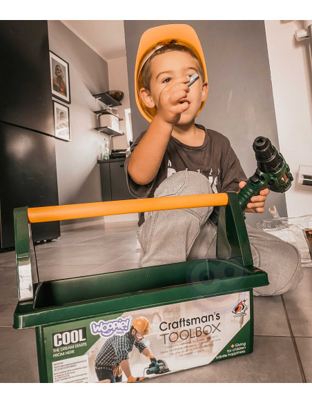 WOOPIE didelė kuprinė su įrankiais vaikams „pasidaryk pats“ rinkinys atsuktuvams ir grąžtams, 15 vnt.