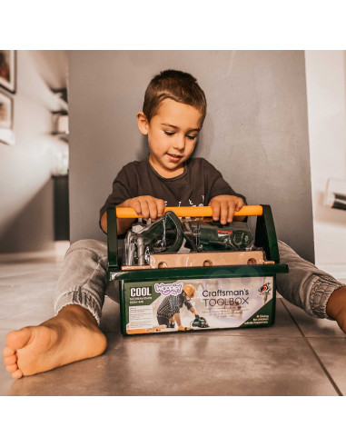 WOOPIE didelė kuprinė su įrankiais vaikams „pasidaryk pats“ rinkinys atsuktuvams ir grąžtams, 15 vnt.