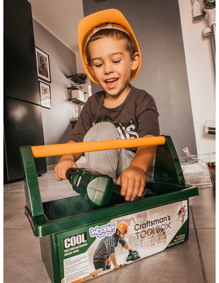 WOOPIE didelė kuprinė su įrankiais vaikams „pasidaryk pats“ rinkinys atsuktuvams ir grąžtams, 15 vnt.