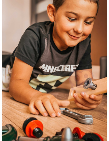 WOOPIE didelė kuprinė su įrankiais vaikams „pasidaryk pats“ rinkinys atsuktuvams ir grąžtams, 15 vnt.