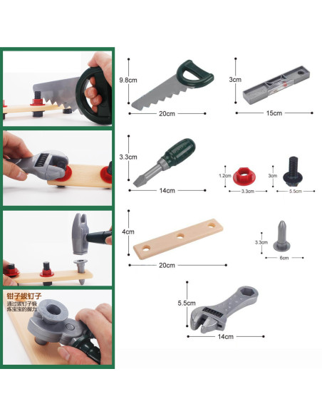 WOOPIE Large Backpack with Tools for Children DIY Set Screwdriver and Drill 15 pcs.