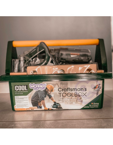 WOOPIE didelė kuprinė su įrankiais vaikams „pasidaryk pats“ rinkinys atsuktuvams ir grąžtams, 15 vnt.