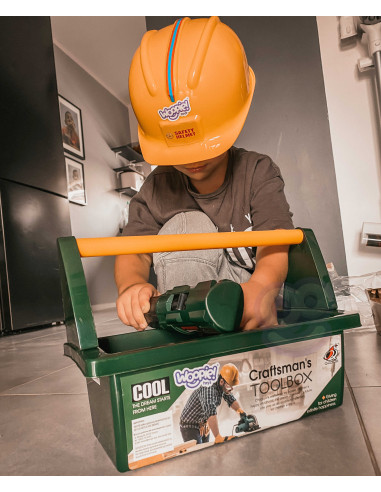 WOOPIE didelė kuprinė su įrankiais vaikams „pasidaryk pats“ rinkinys atsuktuvams ir grąžtams, 15 vnt.