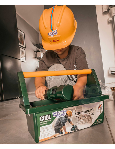 WOOPIE didelė kuprinė su įrankiais vaikams „pasidaryk pats“ rinkinys atsuktuvams ir grąžtams, 15 vnt.