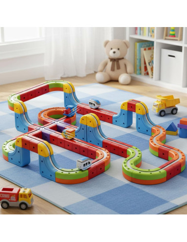 WOOPIE Magic Cube Train Construction Blocks Anti-Gravity Magnetic Track 68pcs.