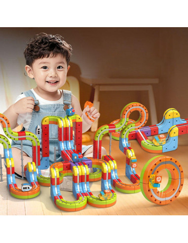 WOOPIE Magic Cube Train Construction Blocks Anti-Gravity Magnetic Track 68pcs.