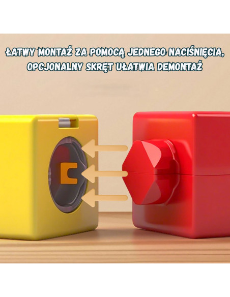 WOOPIE stebuklingo kubo traukinio konstrukciniai blokeliai, antigravitaciniai magnetiniai bėgiai, 68 vnt.