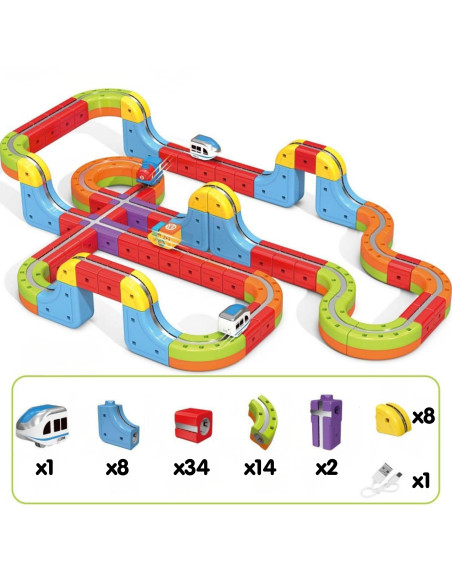 WOOPIE Magic Cube Train Construction Blocks Anti-Gravity Magnetic Track 68pcs.