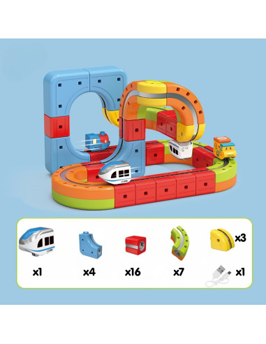 WOOPIE Magic Cube Train Construction Blocks Anti-Gravity Magnetic Track 32 pcs.