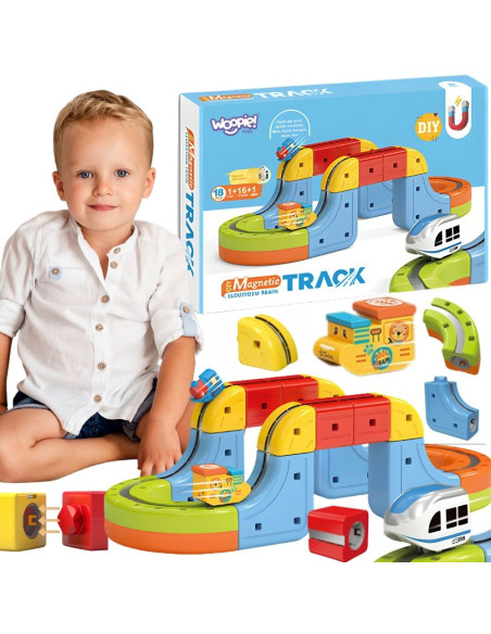 WOOPIE Magic Cube Train Construction Blocks Anti-Gravity Magnetic Track 18 pcs.