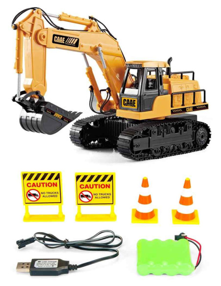 WOOPIE Large Remote Controlled Excavator on Tracks 7 Functions Sound + Acc.