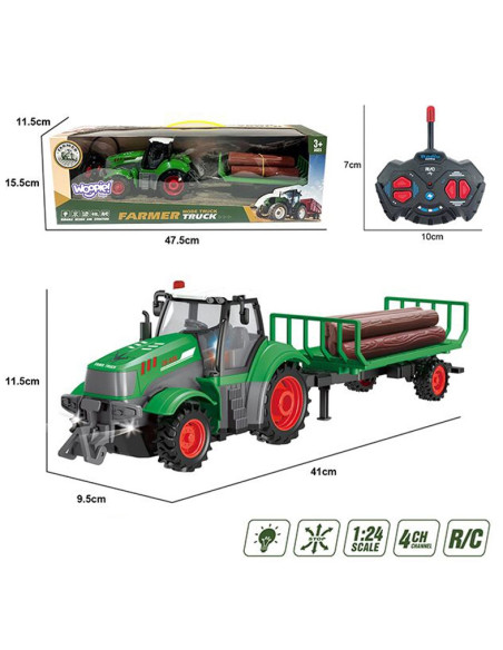 WOOPIE RC Tractor with Trailer - 1:24 Scale
