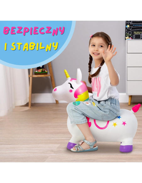 WOOPIE guminis megztinis šokinėjimui vienaragis baltas + pompa