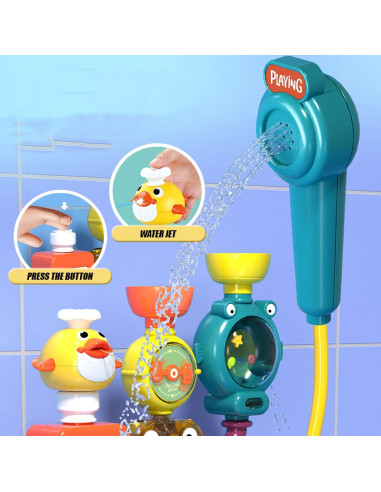 WOOPIE BABY Bath Toy Faucet Shower Fountain Overflow Duck