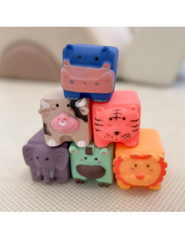 WOOPIE BABY Sensory Blocks Animals Squeeze Puzzle + Sound 6 pcs.