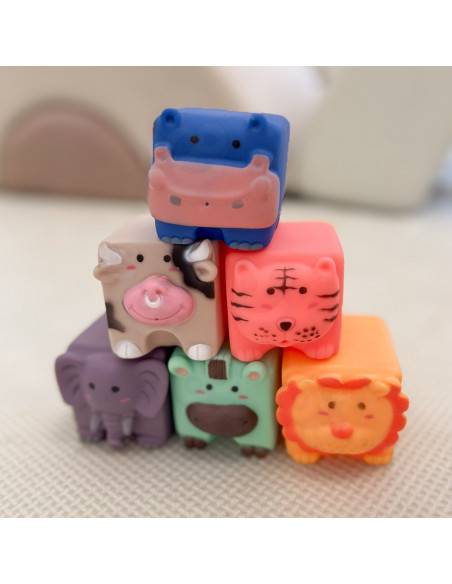 WOOPIE BABY Sensory Blocks Animals Squeeze Puzzle + Sound 6 pcs.