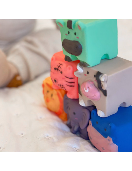 WOOPIE BABY Sensory Blocks Animals Squeeze Puzzle + Sound 6 pcs.