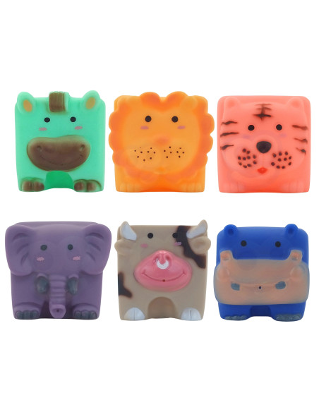 WOOPIE BABY Sensory Blocks Animals Squeeze Puzzle + Sound 6 pcs.