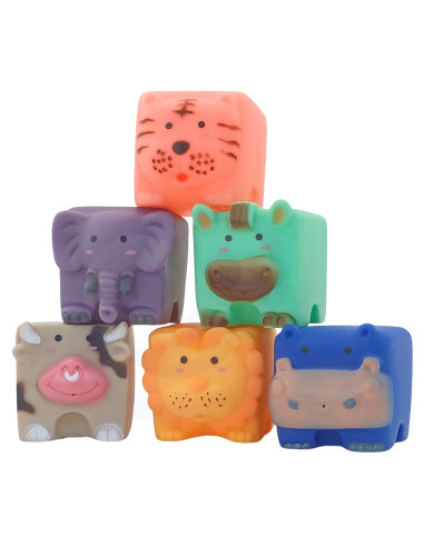 WOOPIE BABY Sensory Blocks Animals Squeeze Puzzle + Sound 6 pcs.