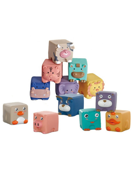 WOOPIE BABY Sensory Blocks Squeeze Puzzle Animal Sounds 12 pcs.