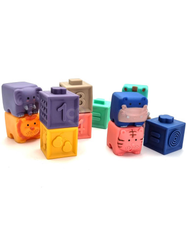 WOOPIE BABY Sensory Blocks Squeeze Puzzle Sound Learning Counting 12 pcs.