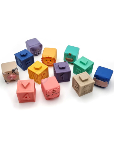 WOOPIE BABY Sensory Blocks Squeeze Puzzle Sound Learning Counting 12 pcs.