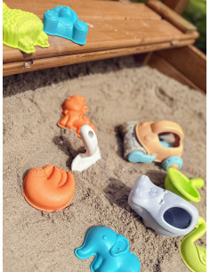 WOOPIE GREEN smėlio žaidimų rinkinys su automobiliu, 10 dalių 2