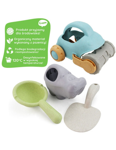 WOOPIE GREEN smėlio žaidimų rinkinys su automobiliu, 10 dalių