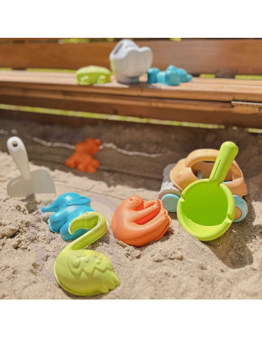 WOOPIE GREEN Sand Play Set with Car, 10 Pieces, BIODEGRADABLE ORGANIC MATERIAL