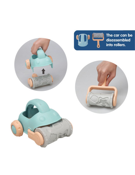 WOOPIE GREEN Sand Play Set with Car, 10 Pieces, BIODEGRADABLE ORGANIC MATERIAL