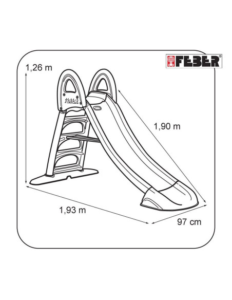 FEBER Large Garden Slide with Water Slide 190 cm