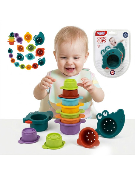 WOOPIE BABY Bath Toy Crocodile Overflow Cups