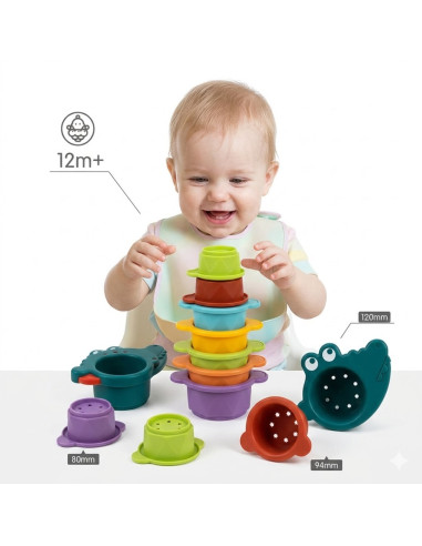 WOOPIE BABY vonios žaislas „Krokodilas“ – perpildymo puodeliai