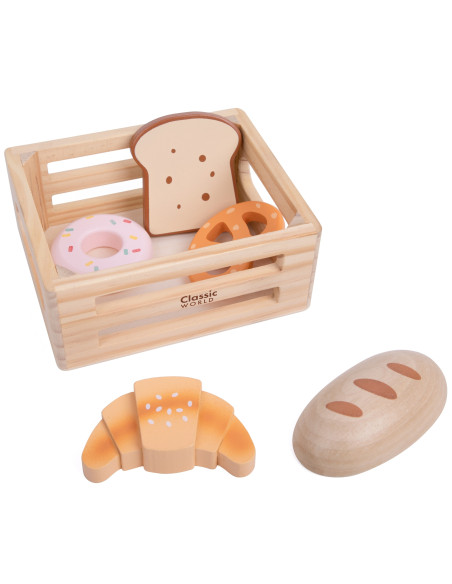 CLASSIC WORLD Set of Wooden Baking Trays in a Basket, 6 pcs.