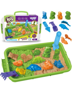 WOOPIE Kinetic Sand 1.5 kg XXL Set ZOO Safari Table with Molds