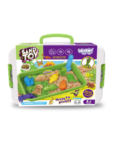 WOOPIE kinetinis smėlis 1,5 kg XXL rinkinys ZOO Safari stalas su formomis