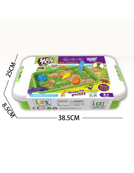 Набор кинетического песка WOOPI 1,5 кг XXL для зоопарка и сафари, с формочками.