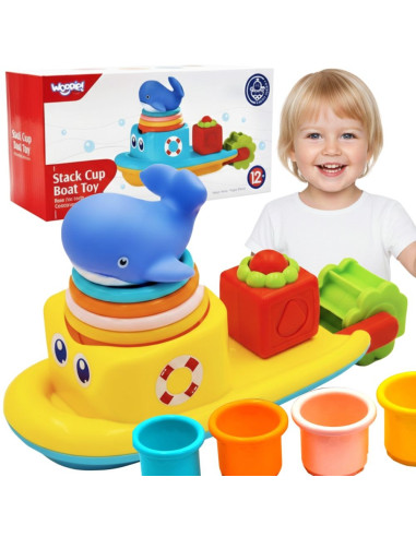 Игрушечный водный корабль WOOPI BABY в виде кита с переливными стаканчиками
