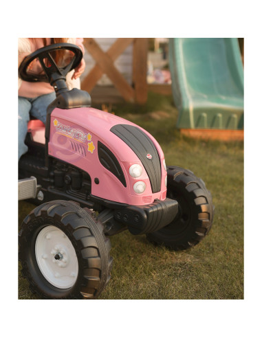 FALK Country Star Pink Pedal Tractor + Trailer and Horn 2-5 Years.