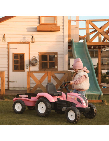 FALK Country Star Pink Pedal Tractor + Trailer and Horn 2-5 Years.