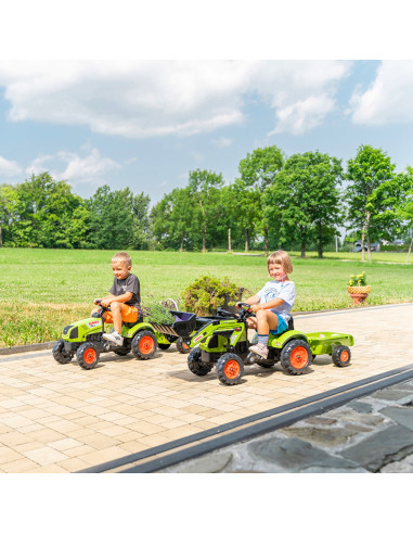 FALK pedalų traktorius su krautuvu ir Claas priekaba 2-5 metų vaikams