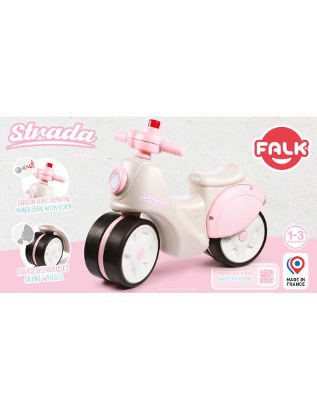FALK paspirtukas „Strada Retro Ride-on“ mergaitėms, tylios padangos nuo 1 metų