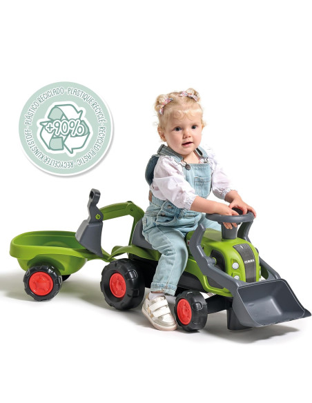 Детский трактор FALK Baby Claas с экскаватором, ковшом и прицепом.